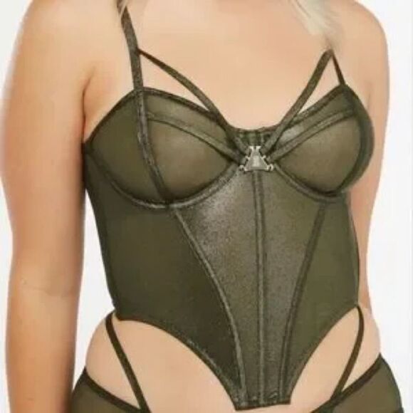 Savage X Fenty Lingerie by Rihanna Green Bustier Corset. 2X. Plus. 18-20. NEW. - Picture 1 of 11